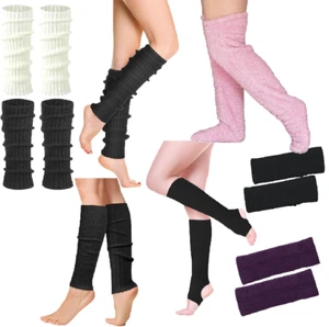 Women Ladies Winter Warm Leg Warmers Long Knit Knitted Crochet Socks Leggings UK - Picture 1 of 55