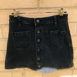 SUPRE size 8 Black Denim A-Line Mini Skirt Casual - Picture 1 of 5