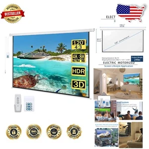HD Ready 120-Inch Motorized Projector Screen - Perfect for Movies & Education - Picture 1 of 9