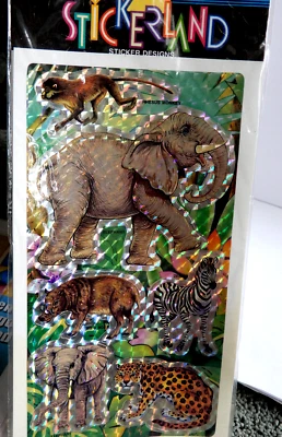 复古全息激光贴纸 JUNGLE ZOO 动物 80 年代 STICKERLAND 未开封 — 第 1/4 张图片