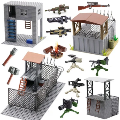 MOC WWII Military Base Watchtower Bunker MachineGun Weapon Baseplates Base Plate - Image 1 of 4