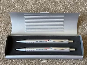British Airways - Pen & Propelling pencil set in metal case in original box - Picture 1 of 2