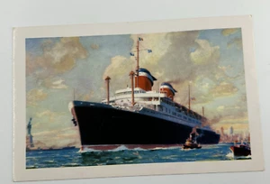 S.S. America Postcard Great American Flag Luxury Liner - Picture 1 of 2