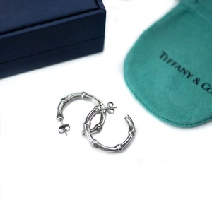 Orecchini Tiffany & Co. GRANDI in bambù in argento sterling vintage con confezione - Foto 1 di 12