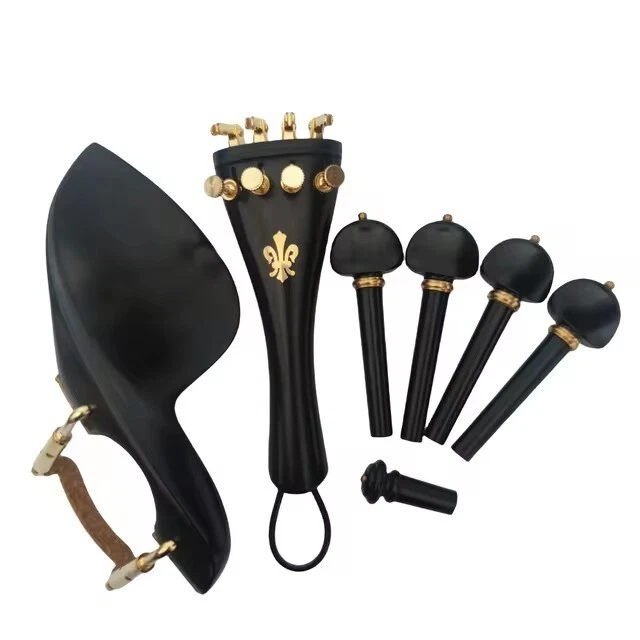 High quality whole set violin parts ebony 4/4,chin rest tailpiece pegs endpin C - Image 1 of 1