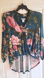 KOKOON Knit Top - S (M??) - V-Neck, Surplice, 3/4 Sleeves, Hi/Lo Hem - Picture 1 of 8