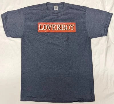 Camiseta Vintage LoverBoy Band Algodón Azul Jaspeado Mediana M Foto 1 de 3