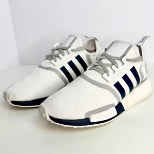 Men's Size 7.5 - adidas NMD_R1 Cloud White/Crew Navy/Grey G55576 Athletic Shoes - Picture 1 of 9