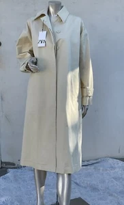 Zara Women Oversized Trench Coat In Beige Khaki Relaxed Size | Medium | - Picture 1 of 14