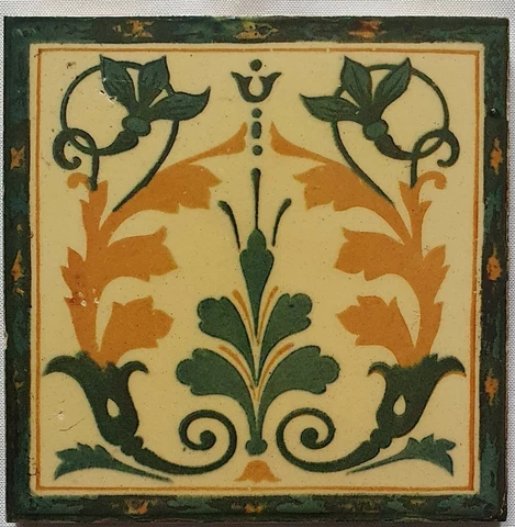 Rare Aesthetic Stencilled Tile. Woolliscroft & Son. C 1890 Cover