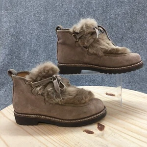 Franco Sarto Boots Womens 8 M Highland Ankle Booties Beige Leather Faux Fur - Picture 1 of 17