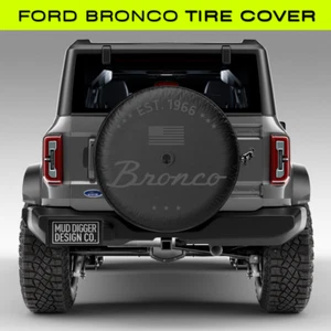 35" FORD BRONCO Spare Tire Cover with BACKUP CAMERA - Carbonized Gray Design - Picture 1 of 8