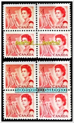 2x CANADA 1967 QUEEN CENTENNIAL MINT FV FACE 32 CENT CARMINE MNH STAMP BLOCK LOT - Image 1 of 2