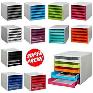 Schubladenbox 5 Schübe Ablagebox Briefablage Ablage BLITZVERSAND grau bunt NEU! - Bild 1 von 33