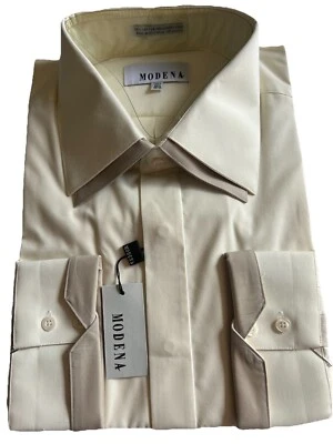 Modena Dress Shirt For Men Size:18.5  T.36/37 Color:cream. Double Collar - Image 1 of 4