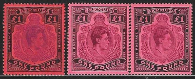 Bermuda (British) 1938 Scts #128-#128a,b  Mint/NH-LH "KGVI" Perf 13 & 14, POUND - Image 1 of 2