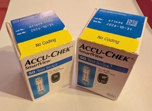 2 BOXES ACCU-CHEK SMARTVIEW Glucose Test STRIPS (NANO) 50 Per Box 10/31/2026 ex - Picture 1 of 3