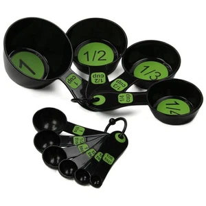 Chef Craft 10 Piece Easy Read Measuring Cups & Spoons Set - Black / Green - Picture 1 of 5