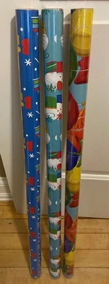 NIB 3 Hallmark Two-Sided Gift Wrap Paper: H Birthday/Balloons/Cupcake 75 Sqft - Image 1 of 4