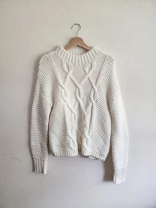 Gap Chunky Cable Knit White Sweater Women - Picture 1 of 5