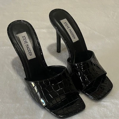 Steve Madden Mujer Talla 6 Puntera Abierta Sandalias Cocodrilo Puntera Cuadrada Tacones Foto 1 de 4