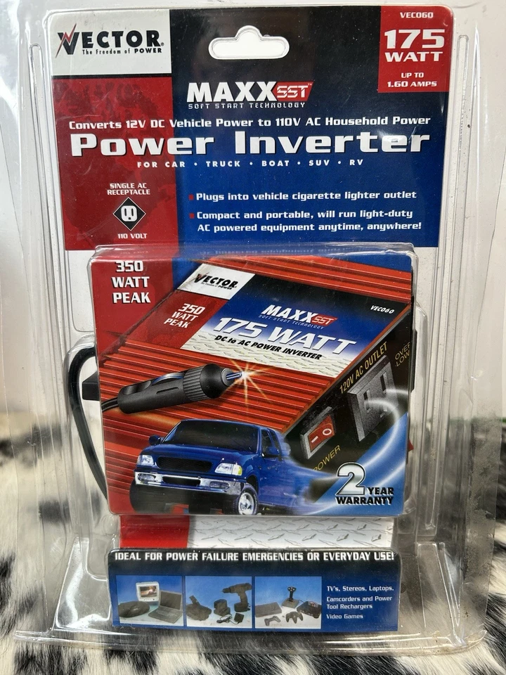 Vector Vec060 350 Watt Peak DC to AC Power Inverter Tested & Works