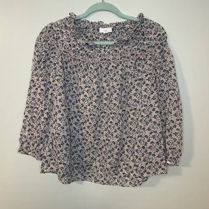 J. JILL Gr. M Bauern 100% Baumwolle Bluse Top gesmokt Cottagecore bestickt - Bild 1 von 7