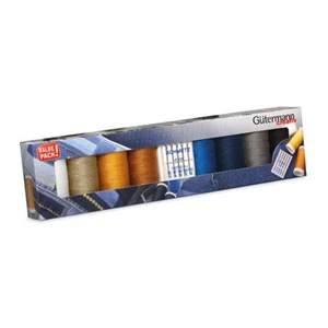 Gütermann Nähgarn-Set Denim 8x100m mit 5 Jeansnadeln (2,48 EUR/100 m) - Bild 1 von 2