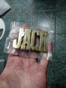 Vintage JACK Name Cut Out Block Buchstaben massiv Messing Gürtelschnalle - Bild 1 von 2