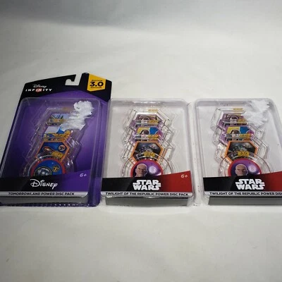 Lot of 3 Disney Infinity 3.0 Edit Power Disc 4 Packs Tomorrow Star Wars Twilight Foto 1 de 4