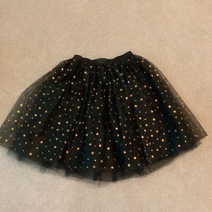 DISNEY MINNIE MOUSE SKIRT,GIRLS 7-8, LAYERS OF BLACK TULLE /  SPARKLY ORANGE DOT - Picture 1 of 2