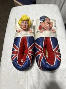 Vintage Princess Diana Prince Charles Slippers Linden Spitting Image 1988 Size L - Picture 1 of 11
