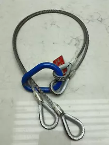 John Sakash Wire Rope Sling W/ Thimble Loops No Hooks 1/4" Diameter × 3' Length - Picture 1 of 6