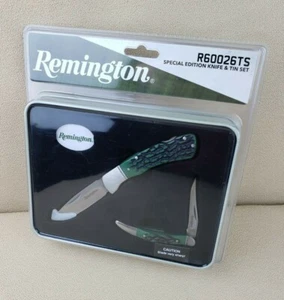 Remington Green Faux Stag Handle Knives 2016 R60026TS Holiday Tin LIMITED - Picture 1 of 9