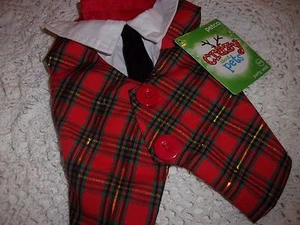 Chaleco de fiesta a cuadros vacaciones perro de Navidad nuevo XXS XS L gato mascota petco esmoquin formal - Imagen 1 de 1
