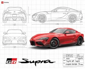 2020 Toyota Supra GR Launch Edition Blueprint Poster 26" x 21" - Bild 1 von 4