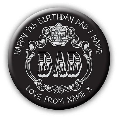 BONGO BADGES PERSONALISED DAD FATHER DADDY GRANDAD BIRTHDAY BADGE MAGNET BOTTLE OPENER KEYRIN