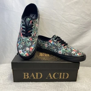 BAD ACID Ba Low-Stoney Paradise Canvas Shoes Unisex Black Women 11.5/ Men 10 New - Picture 1 of 17