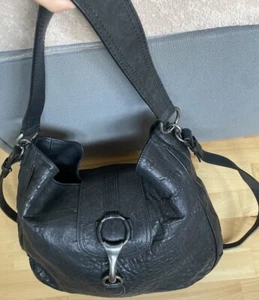 Bolso de Mano Massimo Dutti Cuero Nuevo Grueso Suave Solapa Sobre Negro Hobo Mediano - Imagen 1 de 17