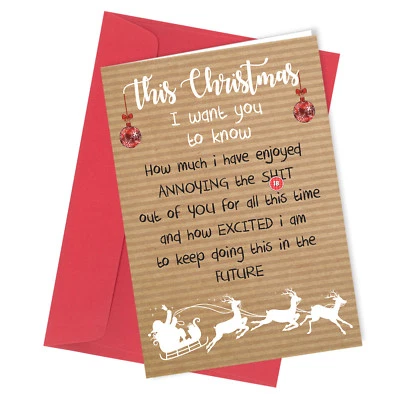 CLOSE TO THE BONE #350 CHRISTMAS CARD Rude Greeting Card funny humour joke Annoying you at Xmas