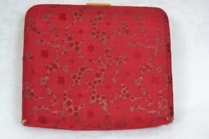 Borsa Fisarmonica Vintage Polsino Piccola Seta Rossa Ottone Hardware Colore - Foto 1 di 12