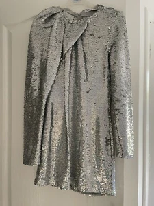 Vestido Zara Plateado Lentejuelas Talla XS Usado Una Vez - Imagen 1 de 7