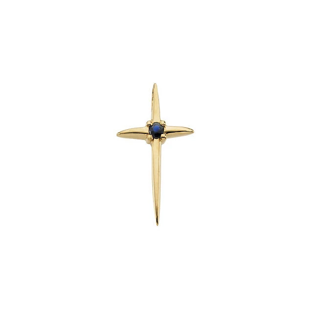 Blue Star Sapphire Cross Pendant In 14K Yellow Gold - Image 1 of 1