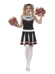 Ladies Cheerleader & Pompoms Highschool Festival Hen Fancy Dress Party Costume - Picture 1 of 7