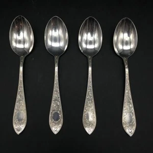 SET OF 4 BIRKS STERLING SILVER TUDOR SCROLL FIVE O'CLOCK TEASPOONS NO MONO S435 - Picture 1 of 4