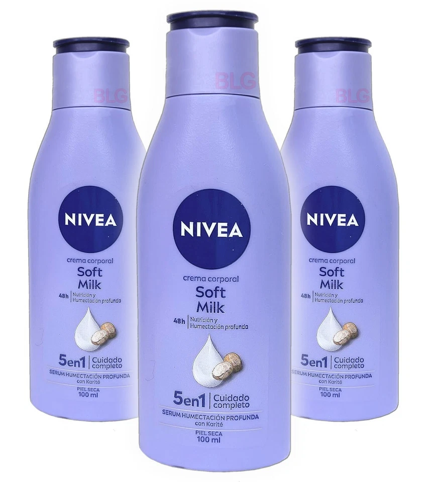 NIVEA Body Cream SOFT MILK Moisturizer Shea Lotion Crema Corporal 3.4oz (3 Pack) - Image 1 of 1