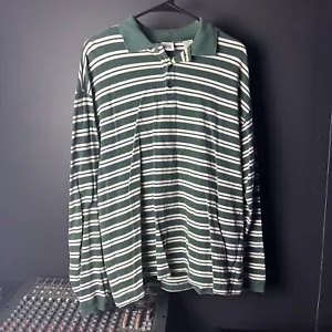 Gap Green & White Stripped Long Sleeve Polo - Picture 1 of 5