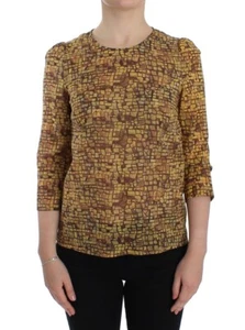 Dolce & Gabbana Multicolor Mosaic Print Silk Blouse Women's T-shirt Authentic - Picture 1 of 6