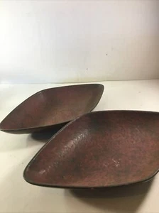 2 MCM Vtg German Brown Green Lava Ash Pottery Bowl Dish 1052-31 West Germany - Picture 1 of 9