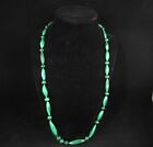 Vintage 10K Gold And Green Malachite Gemstone Beaded Necklace